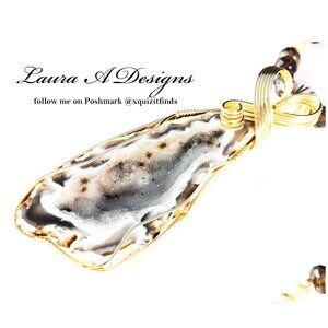 Handcrafted Dendritic Agate and Smoky Quartz Necklace with Pendant